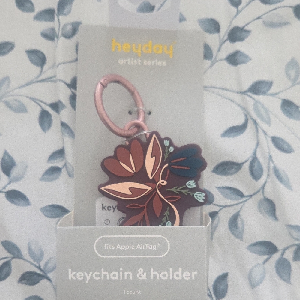 Heyday Artist Series Floral Keychain/Airtag Holder NWT